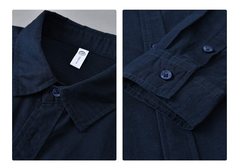 Men's Cotton-Linen Long Sleeve Shirt – Lightweight, Breathable, Vintage-Inspired Business Casual Shirt for Spring/Summer Fashion