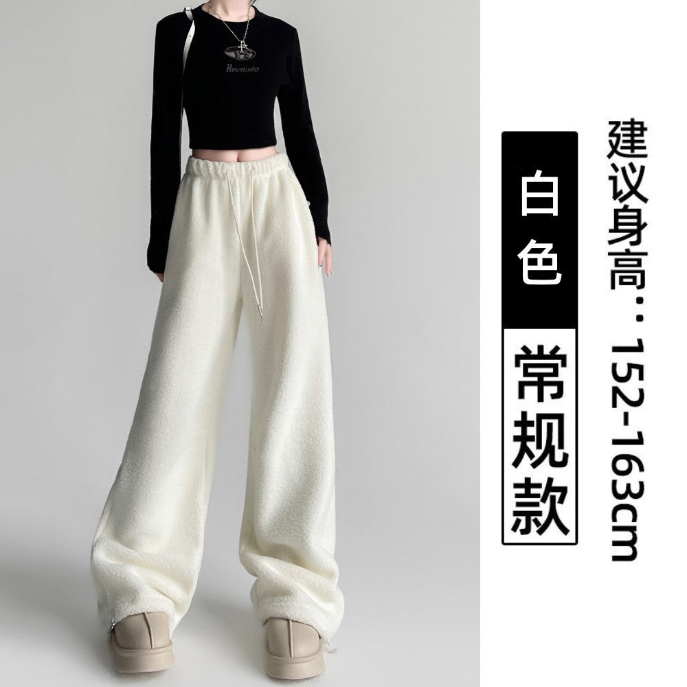 2025 New Winter Velvet Thick Pants Men Warm Straight Casual Pants Streetwear Loose Wide Leg Pants Thicken Lamb Wool Trousers