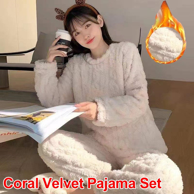 Winter Women's New Pajamas Homewear Suit Women's Fall and Winter Warm Clothes Coral Velvet Leisure Pajamas Padded Homewear