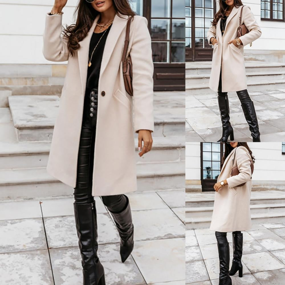 Casual Women Autumn Winter Pocket Lapel Overcoat Button Warm Long Coat Jacket 2020 HOT SALE