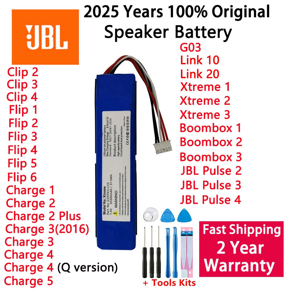 Bateria Original de Substituição 2025 Anos Para JBL Link 10 20 G03 Clip Charge Boombox Flip Pulse Xtreme 1 2 3 4 5 6 Bateria