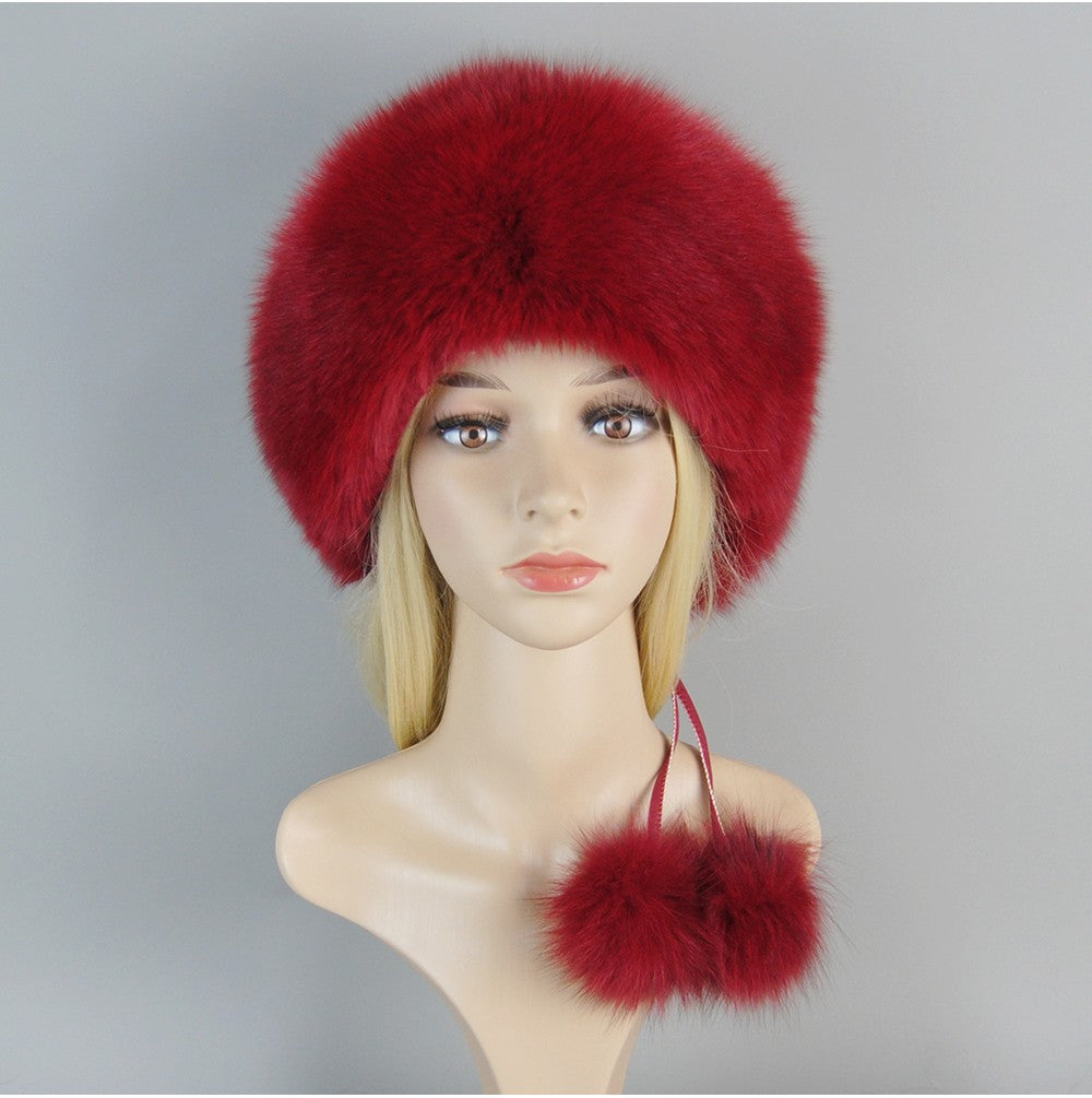 Nova Touca de Luxo de Inverno 100% Pelo de Raposa Natural Toucas de Pelo de Raposa Real de Qualidade para Mulheres Toucas de Pelo de Raposa Genuíno para Meninas