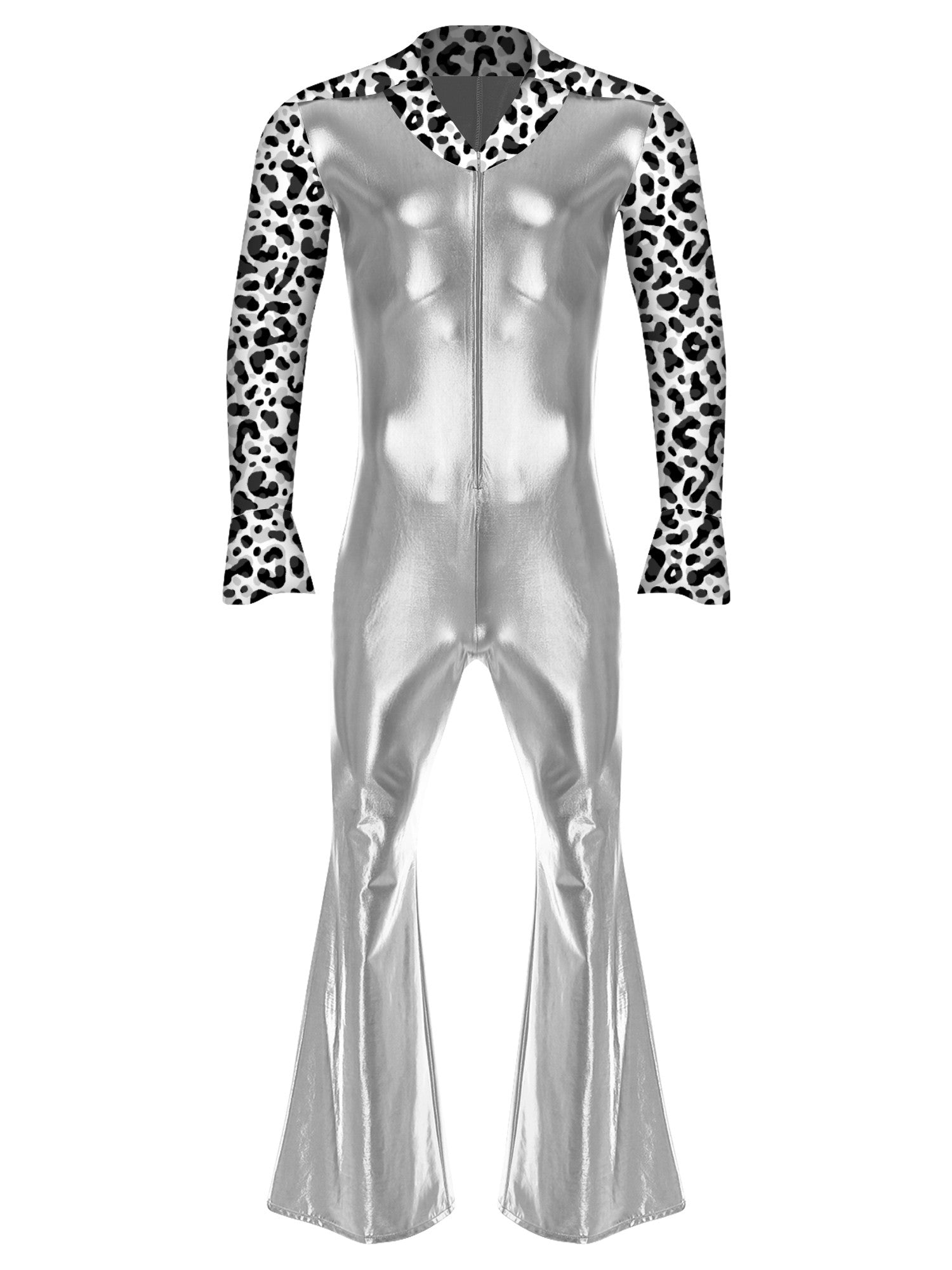 Men Bell Bottom Pants Jumpsuit Rompers Vintage 80s Disco Hippie Costume for Rock Jazz Dancewear Musical Theme Party Dress-up