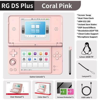 Anbernic RG DS Plus Retro Handheld Game Console Linux 4.3" IPS 1024*768 Dual-Screen 4000mAh Game Player Bluetooth WiFi Streaming