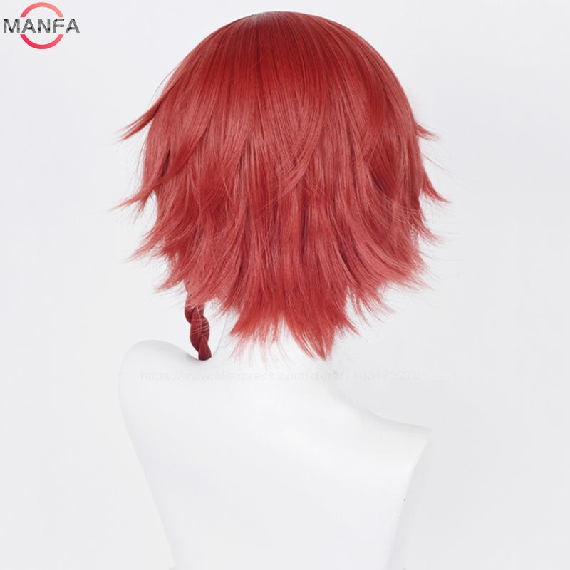 Peruca Cosplay Kurona Ranze Anime Unissex Longa 38cm Vermelha Trança Única Peruca Resistente ao Calor Perucas Sintéticas de Anime Cosplay + Touca de Peruca