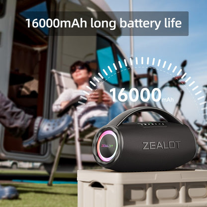 Caixa de som sem fio ZEALOT S97 80W, alto-falante subwoofer portátil para uso externo, qualidade de som Hi-fi, emparelhamento duplo, carregamento rápido, 16000mAh.