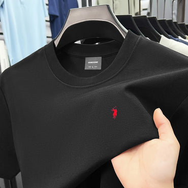 High end silky cotton breathable short sleeve T-shirt men summer designer Paul brand embroidered fashion casual round neck top