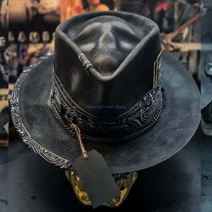 652B Halloween Gift Cowboy Hat Perfect Present for Halloween Lovers Skull-themed Cowboy Hat Festival Party Gift