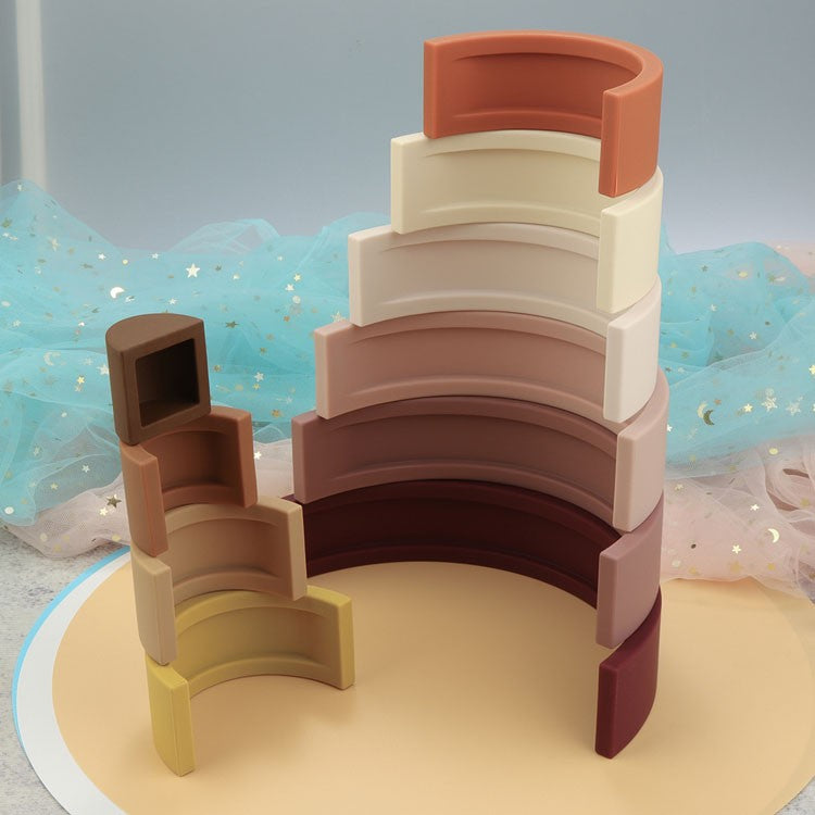 10Pcs/Set Baby Silicone Building Block BPA Free Rainbow Soft Block 3D Educational Montessori Stacking Toys Baby Teether Gift
