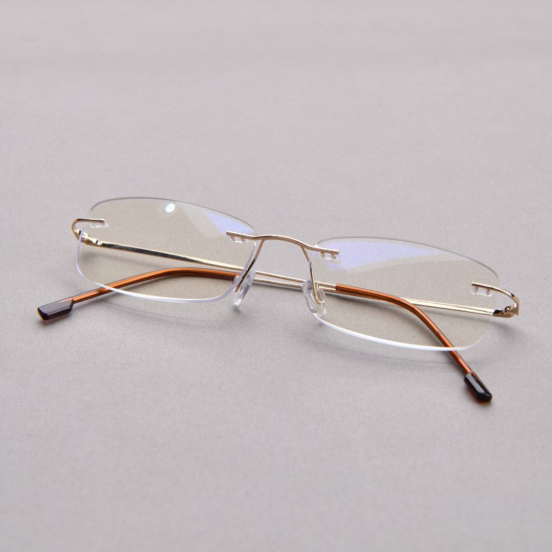 Anti Blue Light Titanium Alloy Rimless Silver Frame Men Women Rectangular 10g Reading Glasses Rimless Prescription Eyeglasses