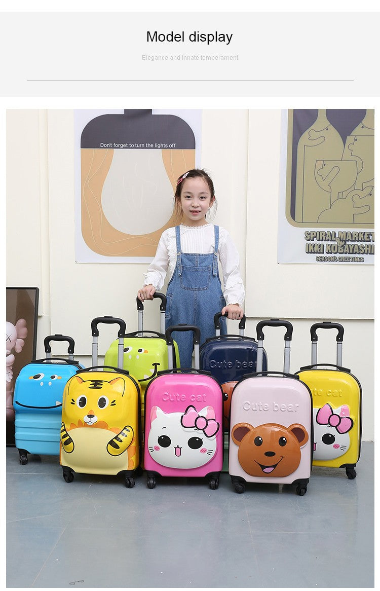 Mala de rodinhas infantil com rodízios de 18 polegadas, desenho animado, maleta de viagem 3D, animal fofo, tridimensional para estudantes