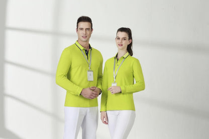 Cotton long sleeved T-shirt shirt polo shirt can print embroidered logo Spring and Autumn men's and women's work clothes