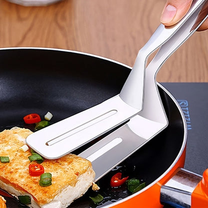 Pinça para Bife de Aço Inoxidável Utensílio de Cozinha para Churrasco Espátula para Virar Comida Pegador de Hambúrgueres Churrasco Pizza Tortas Peixe Pão