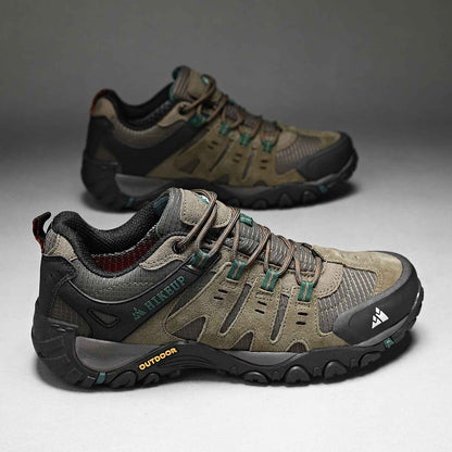 HIKEUP Tênis Masculino de Caminhada em Couro Camurça, Calçados Outdoor Resistentes ao Desgaste Masculinos para Trekking, Caminhada, Caça e Tênis Táticos
