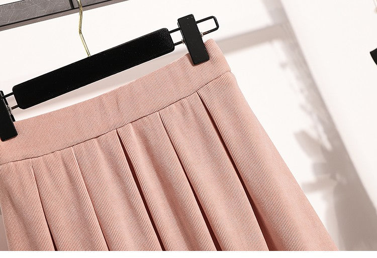 2025 Plus Size Pleated Skirts Solid Versatile Medium Length Skirt A-Line Maxi Gown Cover Autumn Winter New Half-length Skirt