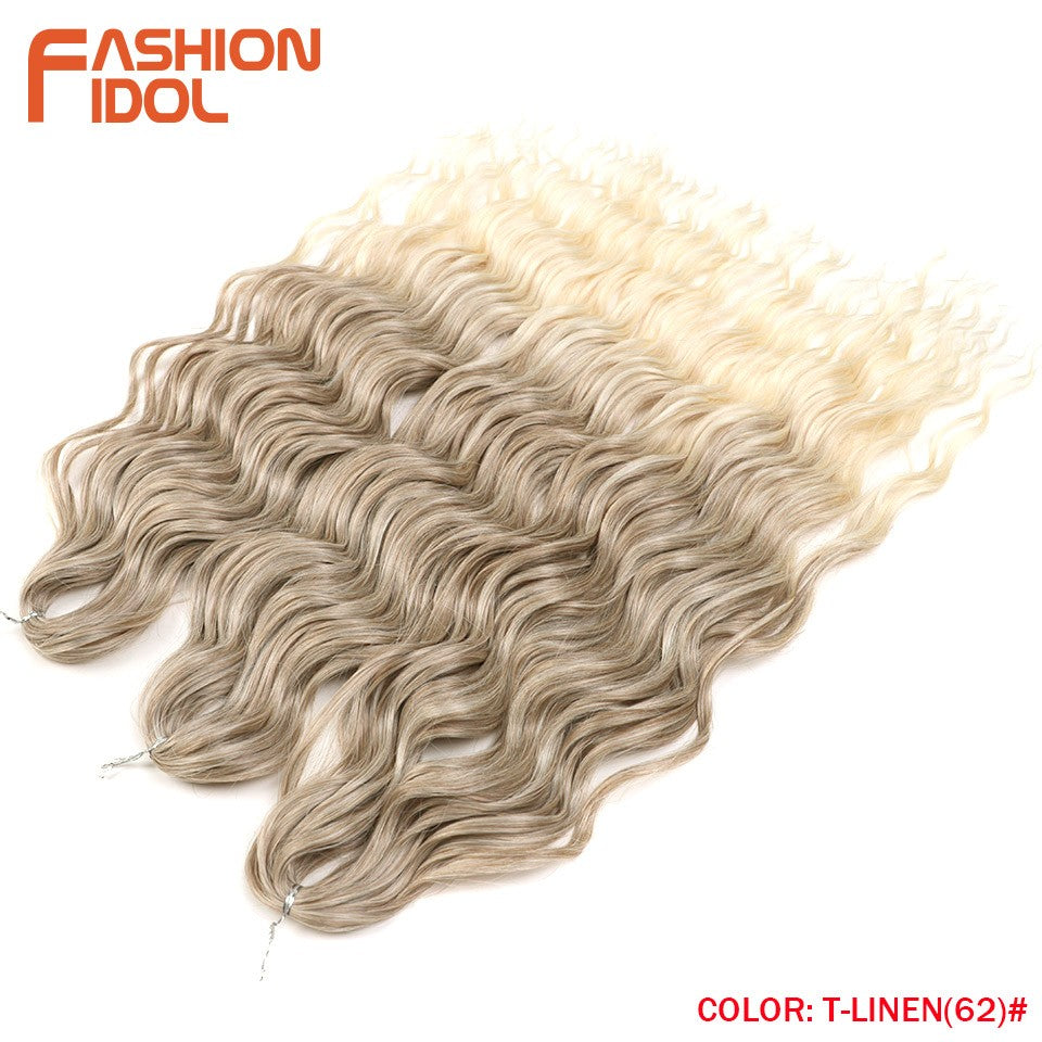 FASHION IDOL Cabelo de Crochê Torção Laranja Extensões de Cabelo Trançado de Onda Profunda Sintética Cabelo Onda de Água 24 Polegadas Fibra Resistente ao Calor
