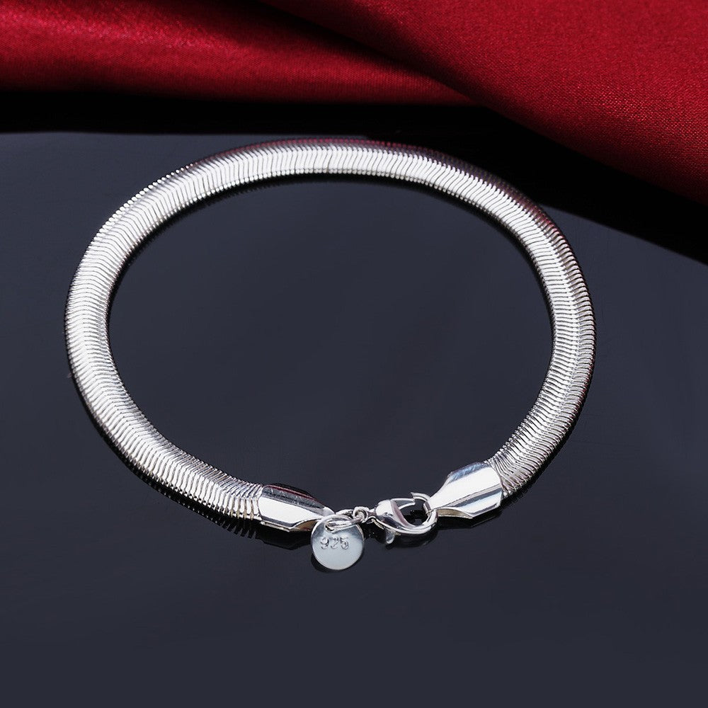 Pulseira Requintada em Prata Esterlina 925 com Corrente Sólida, Amuleto da Moda, Feminino e Masculino, Joias para Casamento, Modelos Lindos e Simples