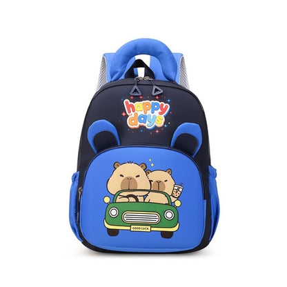 Mochila de Capivara Kawaii de Desenho Animado, Nylon Leve, Mochila Escolar de Capivara, Grande Capacidade, Multibolsos, Mochila para Jardim de Infância