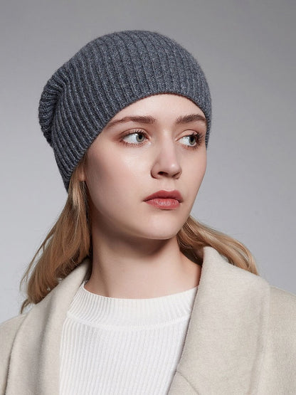 Pure Wool Beanies Stocking Caps Winter Women Men Knitted Bonnet Cap Hat Soild Colour Autumn Winter