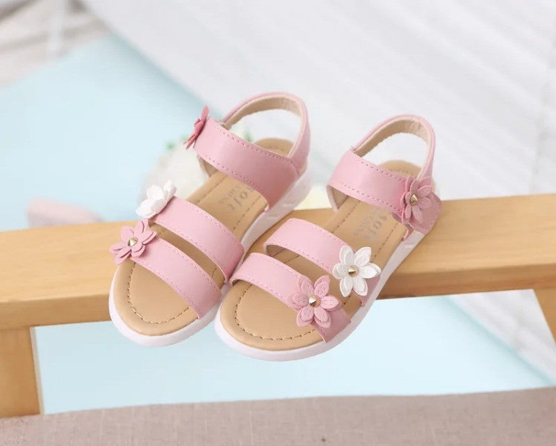 Girls Sandals Gladiator Flowers Sweet Soft Children Beach Shoes Kids Summer Floral Sandals Princess Fashion Cute High Quality