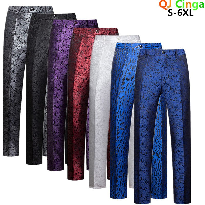 Calça Social Masculina Azul, Calça de Tecido Jacquard, Calça de Terno para Festa de Casamento, Tamanhos Asiáticos M-5GG 6GG, Pantalones Hombre