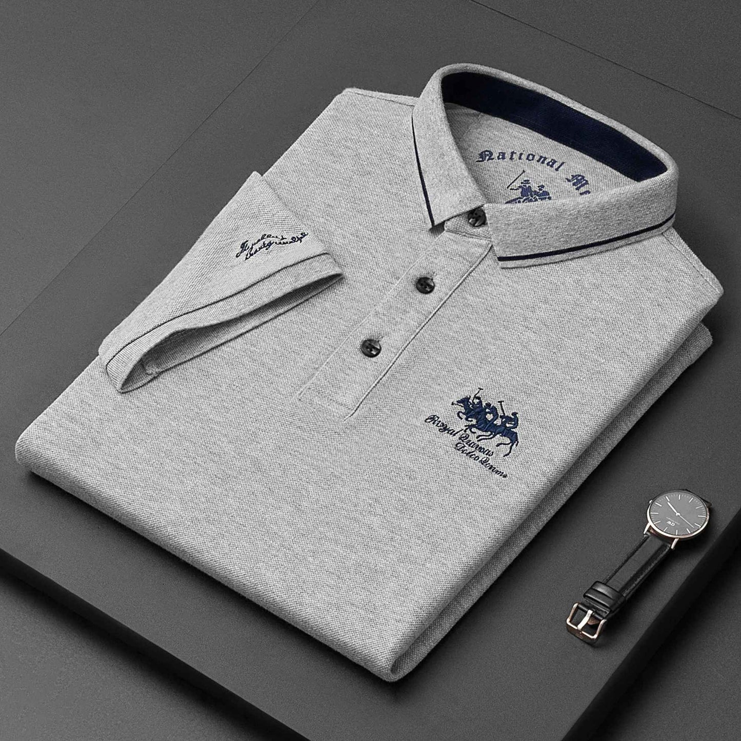 Summer New Embroidered Cotton Short Sleeved Polo Shirt for Men's Fashion, Casual, Comfortable, and Breathable T-shirt Top