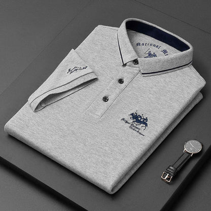 Summer New Embroidered Cotton Short Sleeved Polo Shirt for Men's Fashion, Casual, Comfortable, and Breathable T-shirt Top