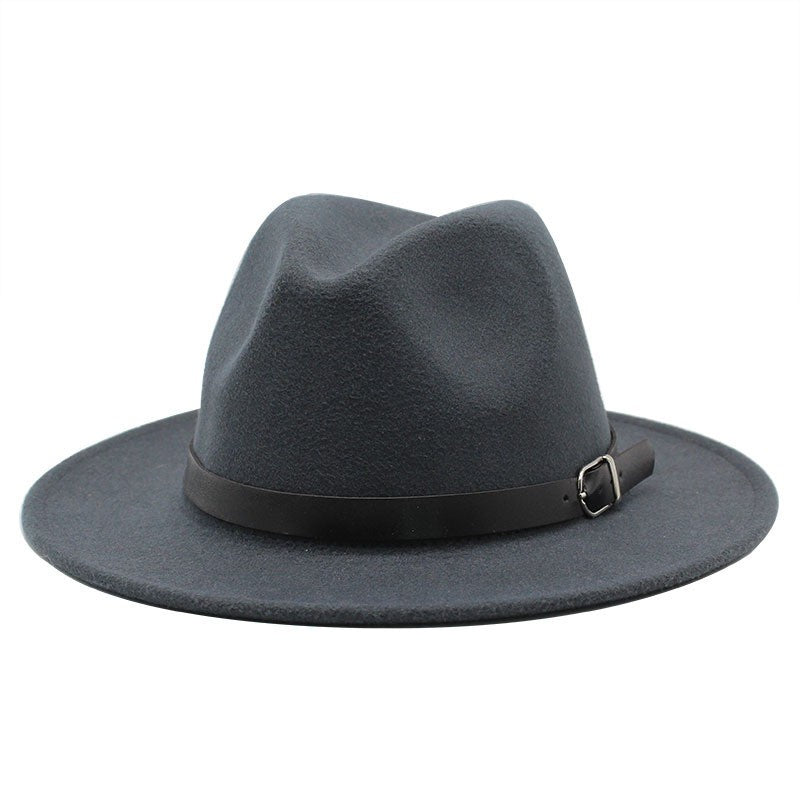 Men's fedora hat Men's and women's universal solid color fedora hat Women's 21 color wide brim jazz hat Autumn and winter Britis