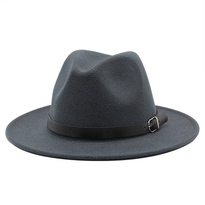 Men's fedora hat Men's and women's universal solid color fedora hat Women's 21 color wide brim jazz hat Autumn and winter Britis