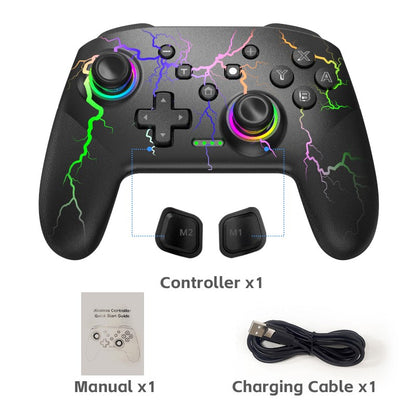 Wireless Controller For Switch OLED Console Pro Gamepad with Rechargeable Battery Programmable Turbo Function RGB Light