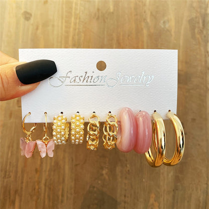 Brincos Grandes de Coração Dourado e Prateado YOBEST para Mulheres, Conjunto de Brincos Borboleta Pendurados, Presentes de Joias Femininas, Nova Moda, 2025