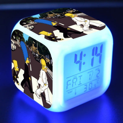 Simpsons Homer Relógio Despertador Digital LCD com Calendário Termômetro Relógio Despertador Portátil Decoração de Mesa Presentes Novo