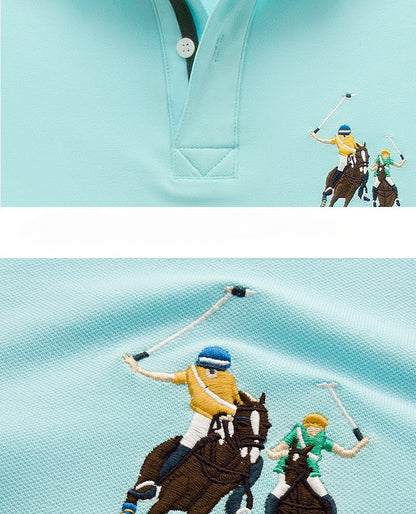 Summer Polo Shirt Men Cotton Casual Embroidery Polo T Shirt Solid Short Sleeve Lapel Button Shirt Business Fashion Designer Male