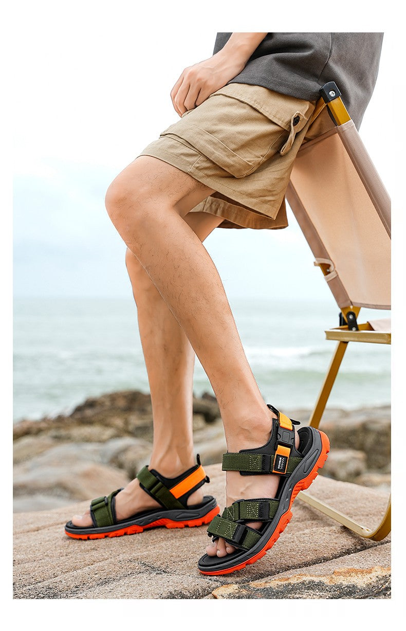 Summer Men's Sandals Trendy Casual Outdoor Sport Shoes for Holidays Beach Breathable Wear-Resistant Hiking & Walking Sandals