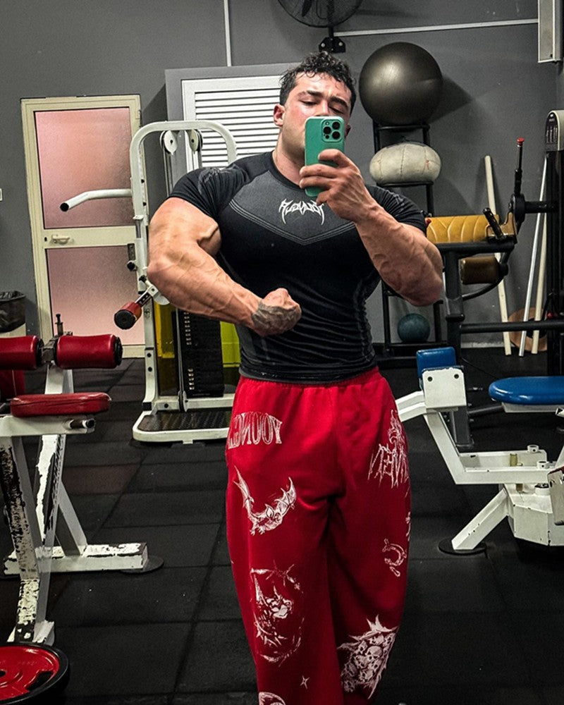 New YOUNG LA Men's Fitness Sports T-shirt Tights Men High Elastic Training Clothing Short Sleeve Tops Fitness Thirts For Men