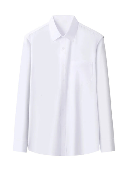 Iron-Free Long Sleeve Silk Smooth Drapey Wedding Shirt for Men Summer Business Formal Wine Red Large Size Men's Clothing