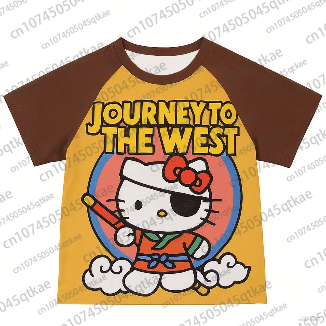 2025 New Hello Kitty T-shirt Anime Sanrio Fashion Short Tops Y2k Summer Cute Tees Cartoon Print High Street Women's Short Sleeve