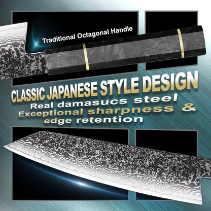 Professional 67-layer Damascus Japanese Kitchen Nakiri Gyuto Chef bread boning Knife Set Home kitchen tool with Carbon Fiber HD
