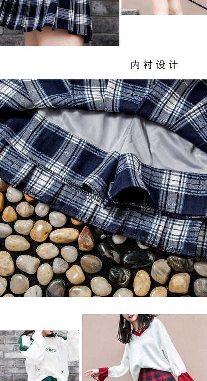 Harajuku Short Skirt New Korean Women Zipper High Waist School Girl Pleated Plaid Sexy Mini Preppy Style Falda Sexy Mujer