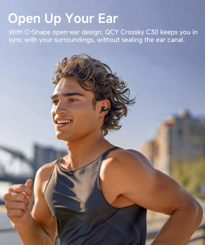 QCY Crossky C30 Ear Clip Earphones Bluetooth 5.4 Wireless Open Ear Sports TWS Earbuds Dual-Connection Headphones