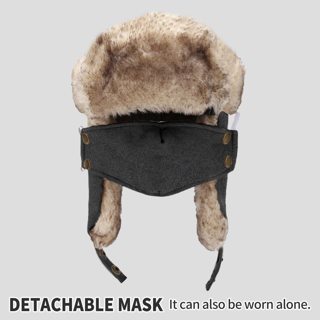 Women Winter Trooper Trapper Hat  Plush Warm Winter Hats with Removable Face Mask Earflaps Hunting Outdoor Hat Protective Warm