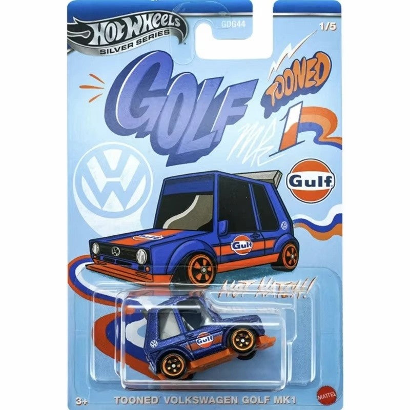 Hot Wheels Silver Series Gulf Tooned Toyota Supra Chevrolet Volkswagen Golf 1/64 Diecast Carro Modelo Brinquedo de Coleção de Presente
