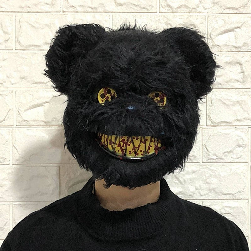 ? Halloween Party Cosplay Scary Bloody Bear Rabbit Mask Make-up Animal Plush Face Mask Props Headcover Masquerade Carnival Mask
