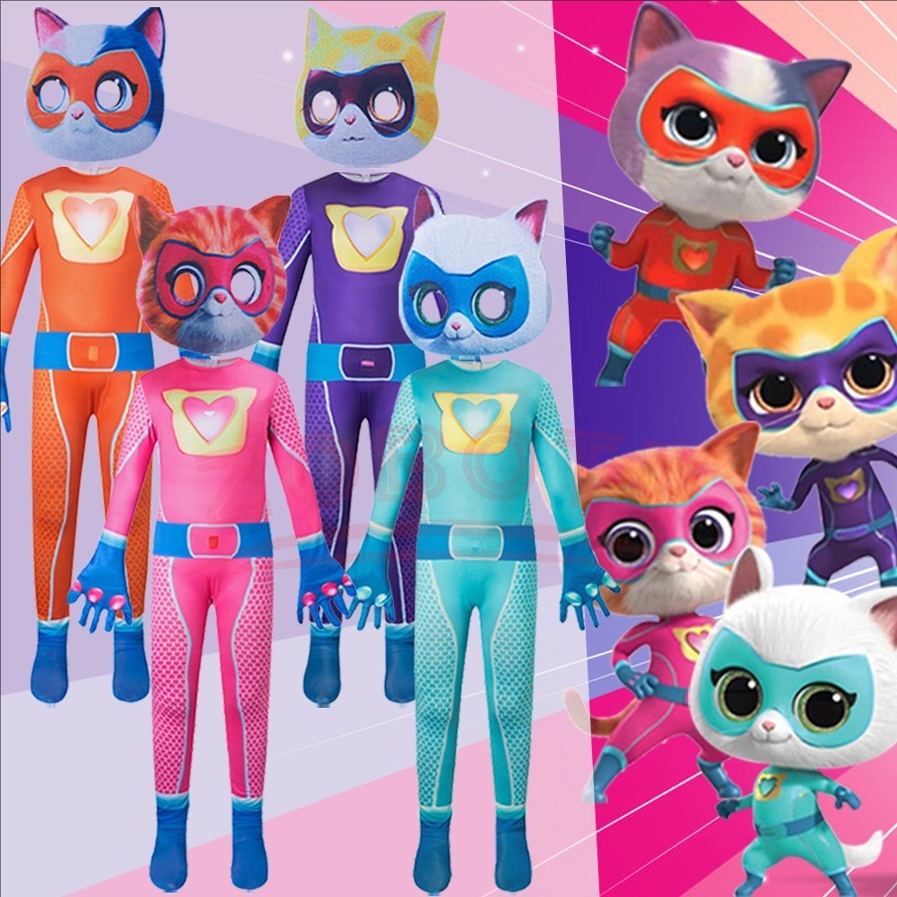 Halloween SuperKitties jumpsuit tight fitting costume stage performance costume Super Cat Jumpsuit Super Kitties Cosplay Costume