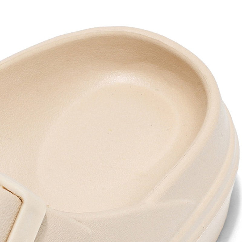 Bebealy Summer Breathable Soft-soled Beach Shoes Women Outdoor Double Buckle Embellished Sandals Non-slip Thick Sole Slippers