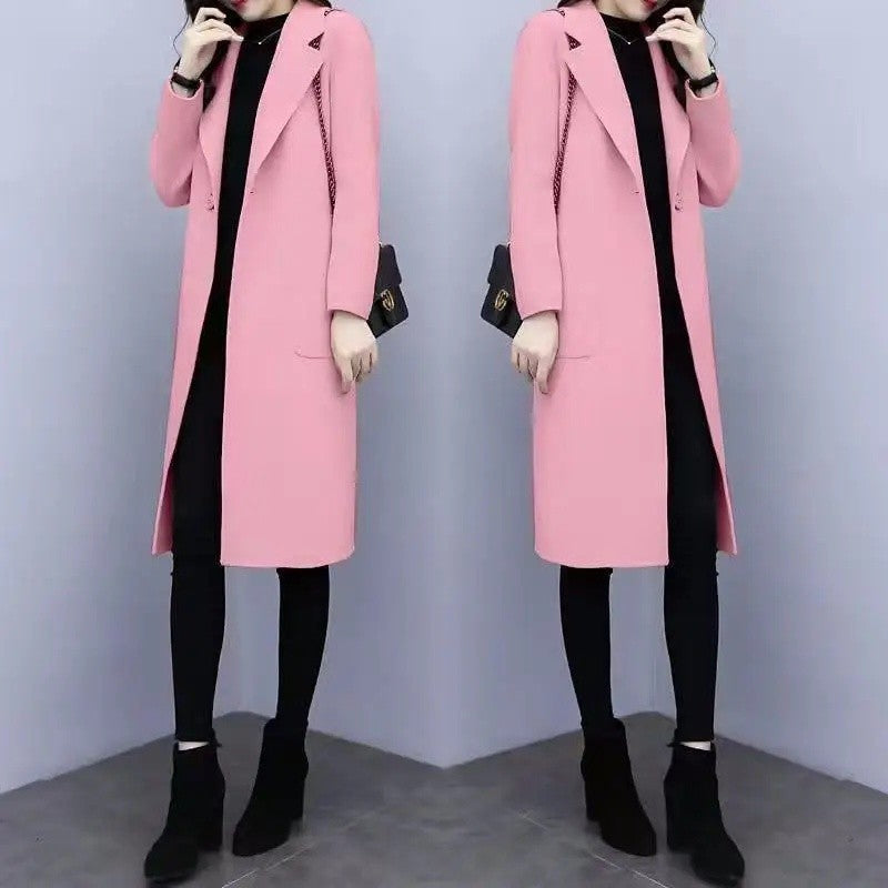Fashionable Woolen Coat Women's Stylish Meticulous Korean Version Medium Length Autumn Winter New Style Polyester Fiber