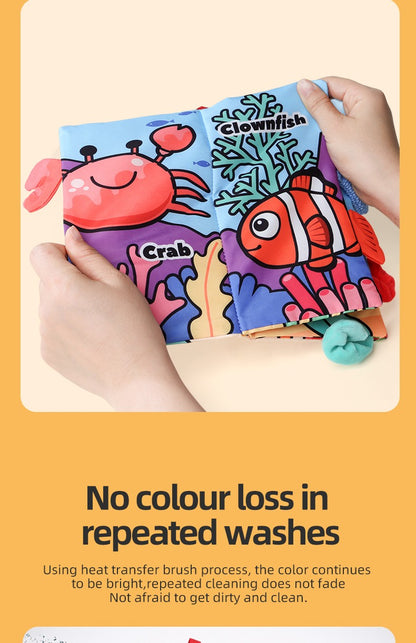 Puzzle Early Education Toys Ocean Style Baby Cloth Books 4 Page Soft Washable Tearable Toy for 0-3 Year Old Babies Newborn Gift