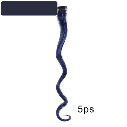 5pcs Colorful Curly Wavy Hair Extensions 18 inch Synthetic Wave Clip-In Hairpieces for Women Cosplay Christmas & New Year Gifts