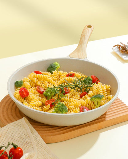 Panela Wok Antiaderente Frigideira Cerâmica Pedra Medicinal Fogão a Gás Indução Utensílios de Cozinha Universais Panela Antiaderente para Bife e Molhos
