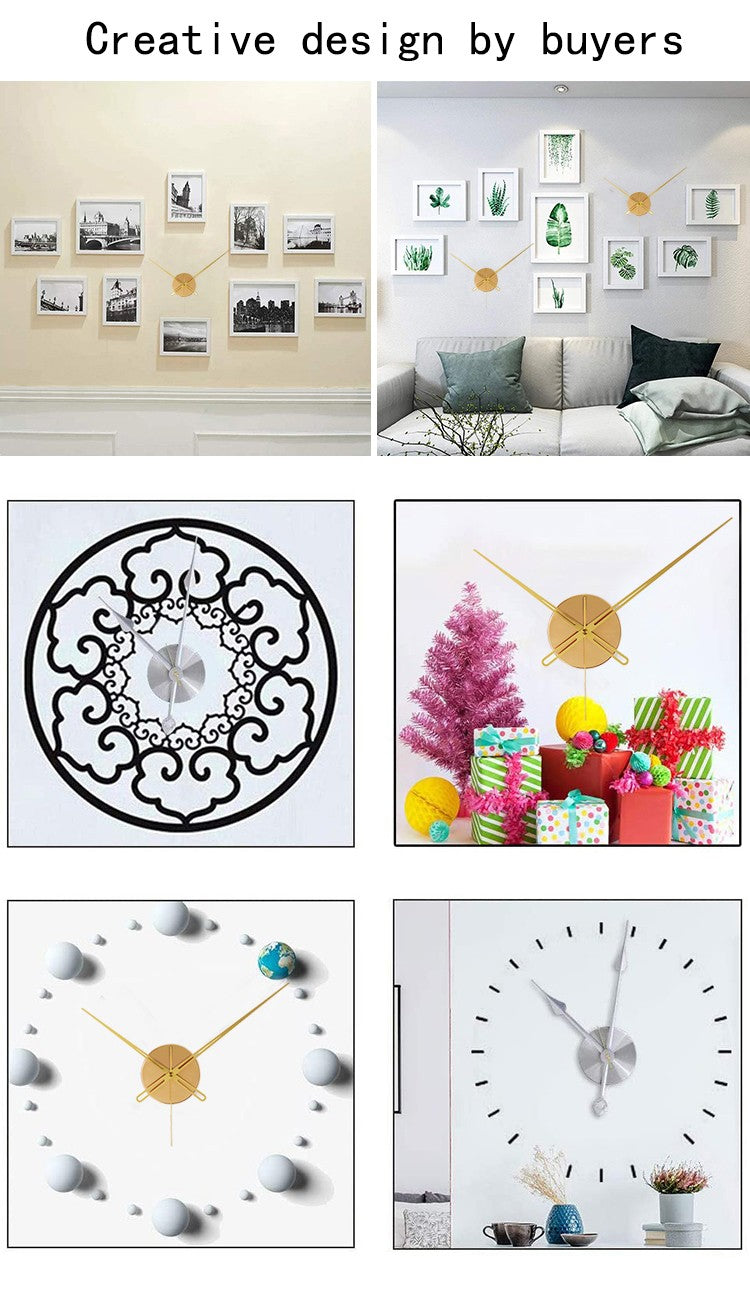 Wooden Round Plastic Cover With Sweep Movement Gold Long Hands DIY Wall Clock